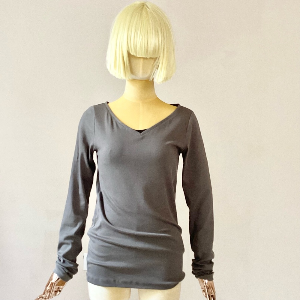 Brunello Cucinelli Sage Green V Neckline Long Sleeve Top SZ XS